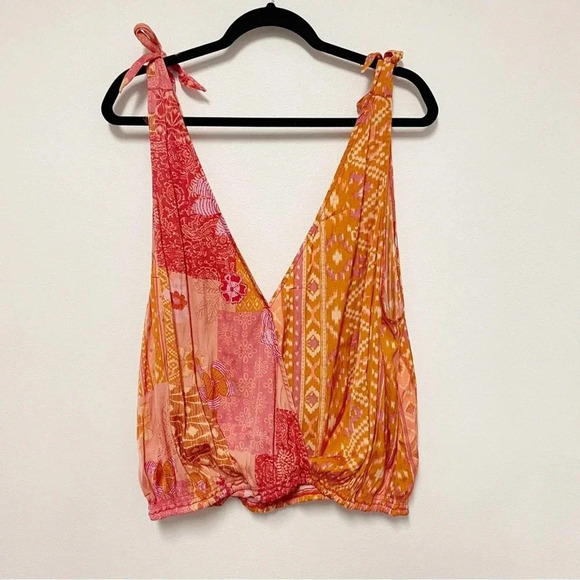 NWT Free People Tied To You Tank - Paisley Floral Cropped Blouse - Tie Strap - Picture 6 of 6
